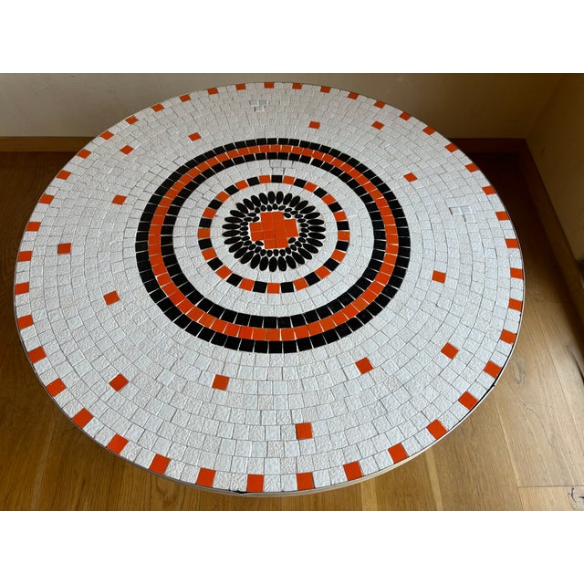 Mid Century Modern 1960s Ceramic Tile Mosaic and Walnut Round Coffee Table Gordon and Jane Martz Style For Sale - Image 10 of 12