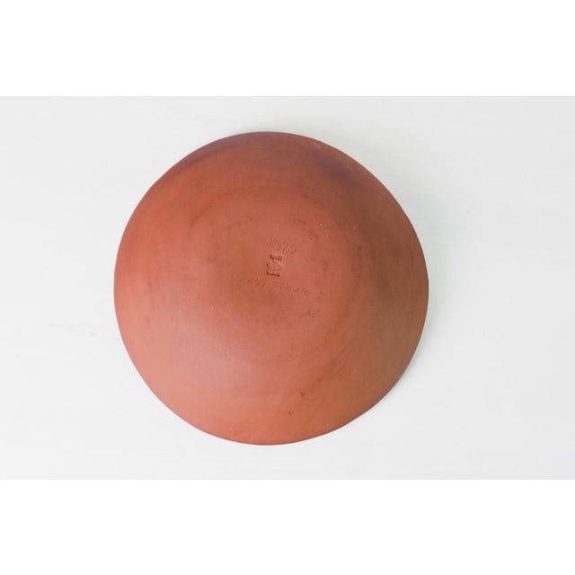 1989 Signed Redware Pottery Sgraffito Tulips Bowl For Sale - Image 13 of 14