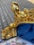 Wood 1980s French Louis XVI Blue Gold Beech Velvet Settee For Sale - Image 7 of 14