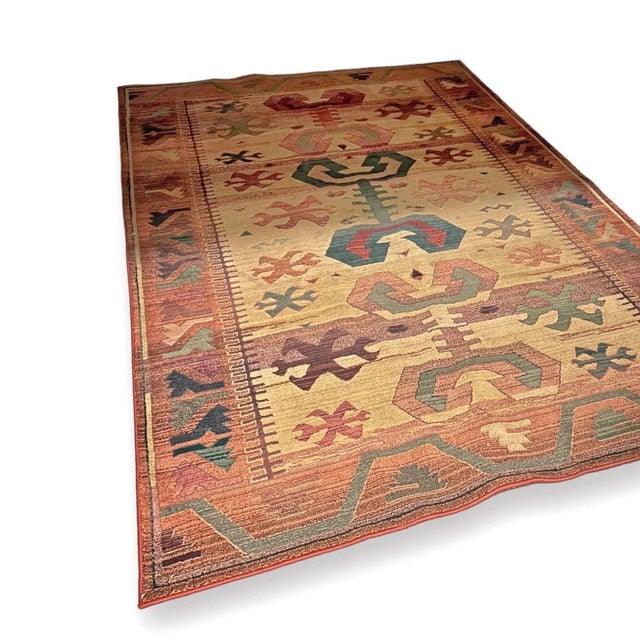 Vintage Handwoven Wool Rug with Geometric Patterns For Sale - Image 4 of 11