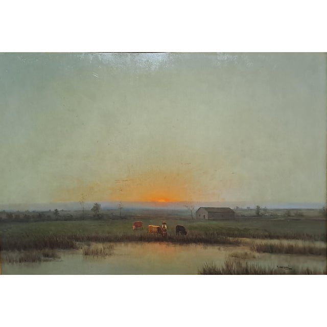 G. Bazzani, Lombard Countryside, 1920s, Oil Painting on Panel, Framed For Sale - Image 7 of 8