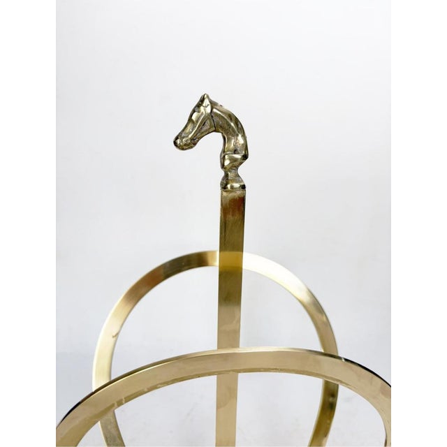 Vintage Brass Magazine Rack with Horse Detail, France, 1970s For Sale - Image 4 of 8