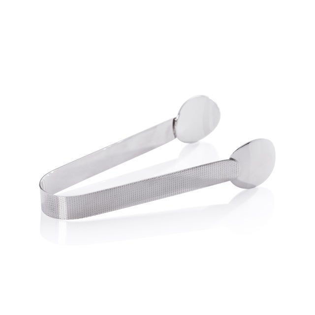 Contemporary Spiga Textured Ice Tong, Nickel For Sale - Image 3 of 3