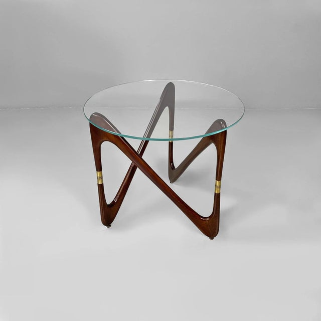 1950s Mid-Century Modern Coffee Table in Glass and Wood, Italy, 1950s For Sale - Image 5 of 15