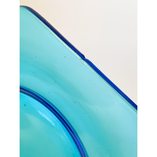 Glass 1920s Fostoria Octagonal Electric Blue Luncheon Plates Set of 6 For Sale - Image 7 of 9