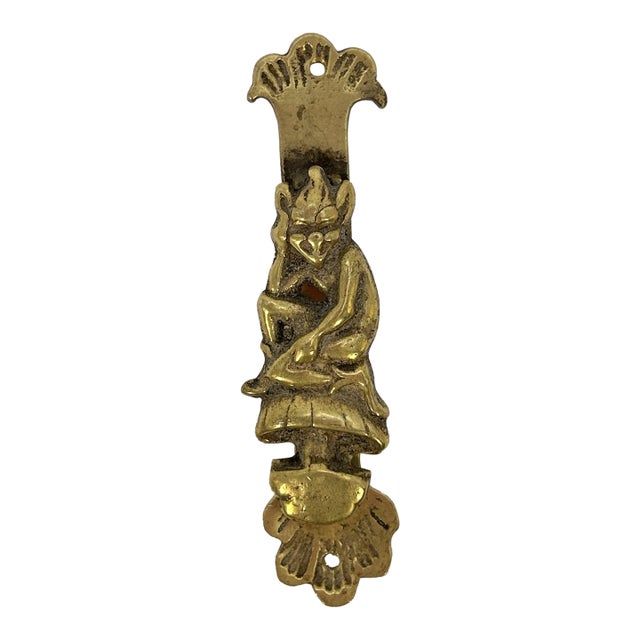 Antique Solid Brass Pixie Door Knocker For Sale