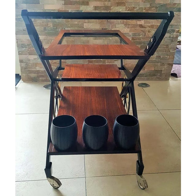 Black Trolley in the Style of Osvaldo Borsani for Tecno, 1960s For Sale - Image 8 of 18