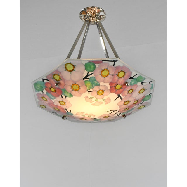 1930s French Art Deco Pendant Light by Loys Lucha - 1930 Chandelier France For Sale - Image 5 of 16