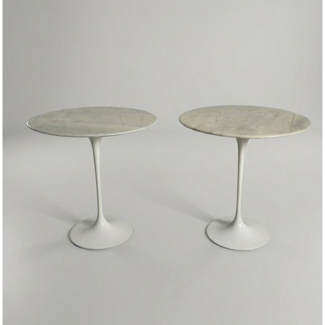 Mid-Century Modern Tulip Marble Side Tables by Eero Saarinen for Knoll, 1970s, Set of 2 For Sale - Image 3 of 14