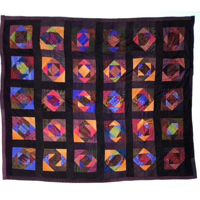 Antique Silk Thailand Artisan Large Patchwork Batik Throw Wall Hanging For Sale - Image 13 of 13