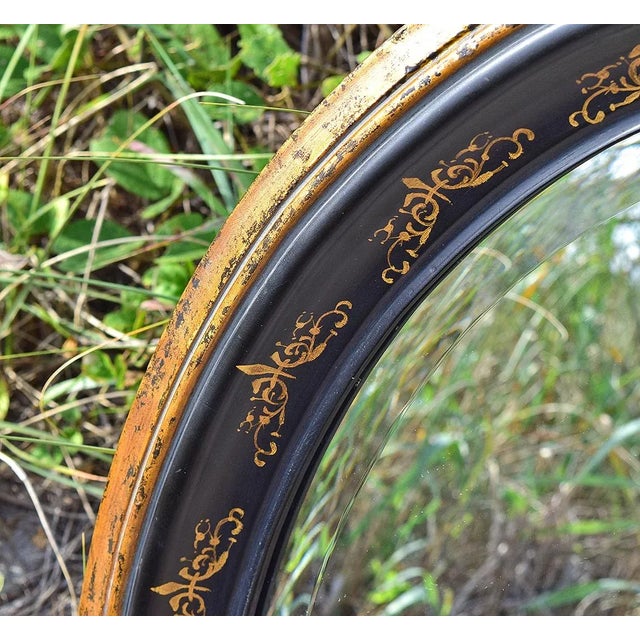 Wood John Richard Oval Contemporary Mirror Black and Gold For Sale - Image 7 of 11