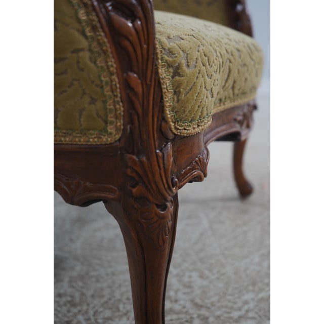 Pair French Louis XV Wide Seat Swan Carved Frame Occasional Chairs For Sale - Image 17 of 18