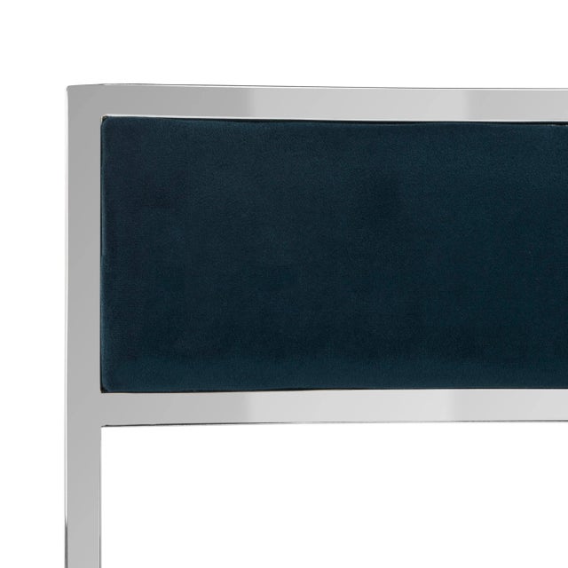 Navy Blue Chrome Side Chair in Navy & Chrome - a Pair For Sale - Image 8 of 10