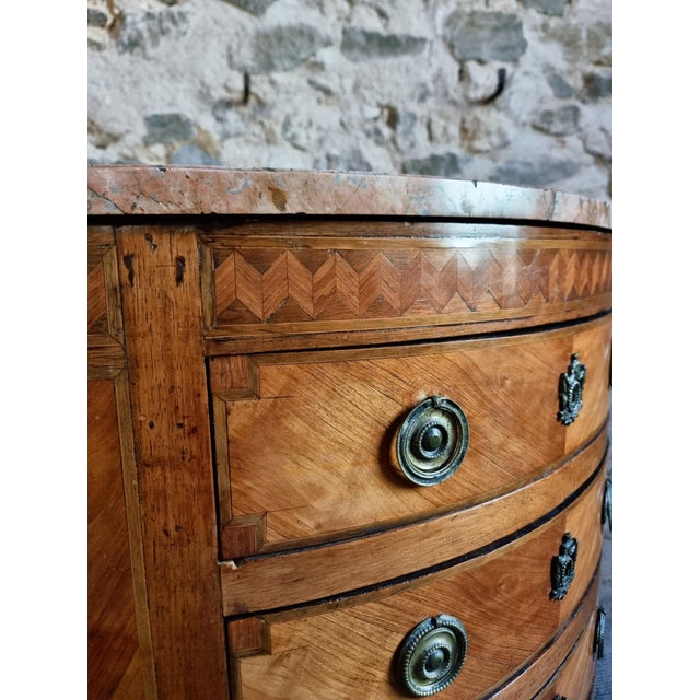 French Louis XVI Demi-Lune Commode with Marble Top, Late 18th Century For Sale - Image 16 of 18