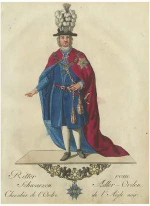 Schwan, Knight of the Black Eagle Order, 18th Century, Hand-Colored Engraving