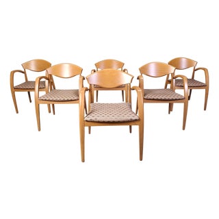 Vintage Spanish Wooden Armchairs, 1990s, Set of 6 For Sale