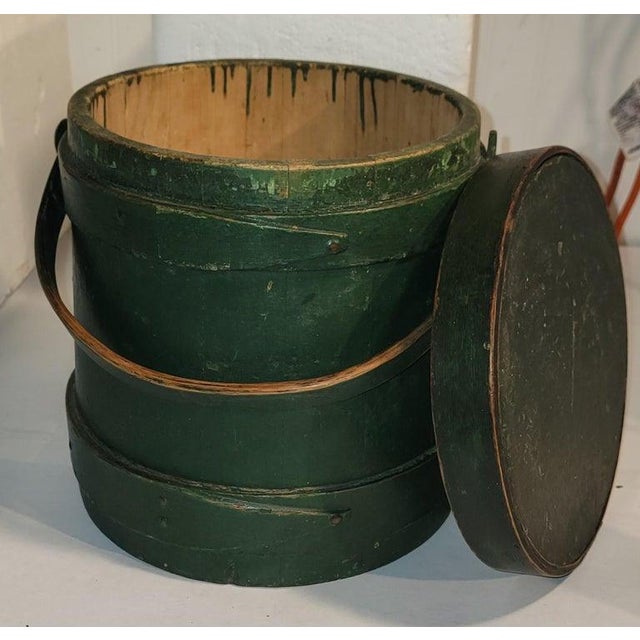 19thc Original Green Painted Furkin / Bucket For Sale In Los Angeles - Image 6 of 7