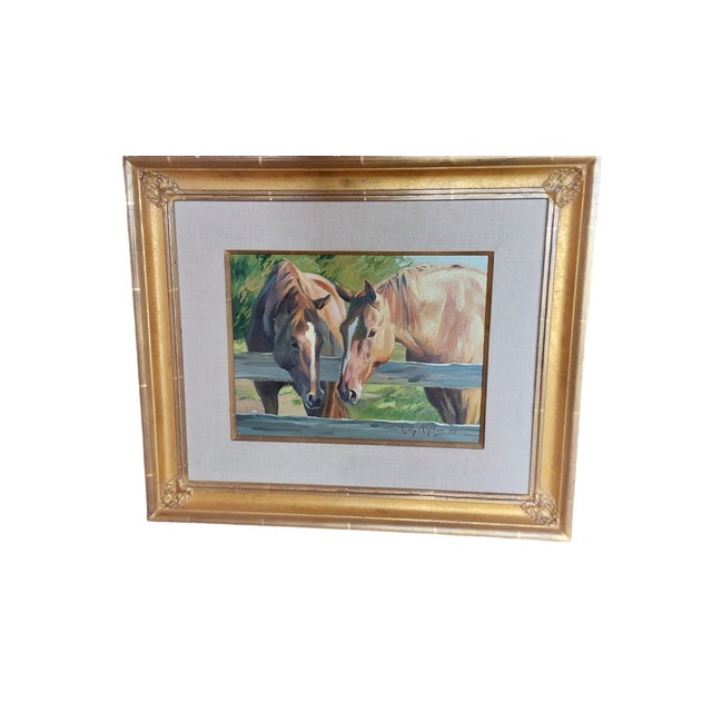 1980s 1980s Oil Painting of Horses, Framed For Sale - Image 5 of 5