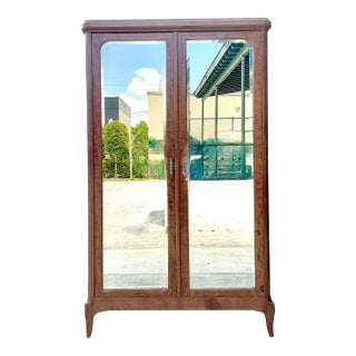 Vintage French Empire Mahogany Mirrored Armoire For Sale