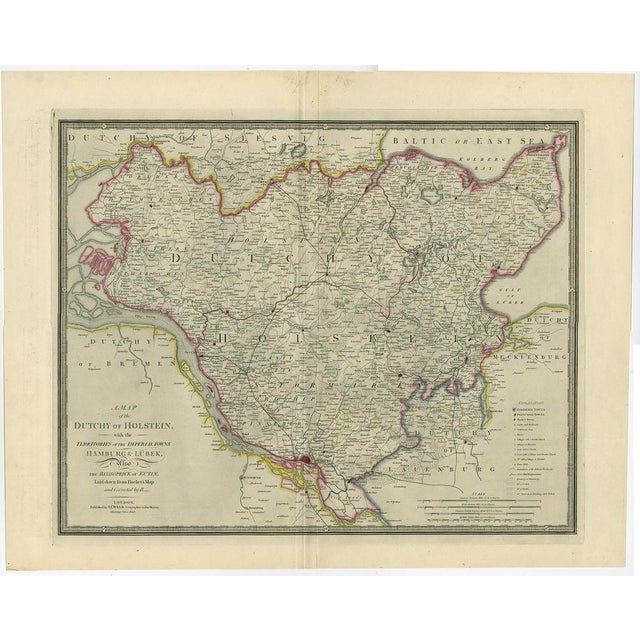 Antique map titled 'A Map of the Dutchy of Holstein, with the Territories of the Imperial Towns Hamburg & Lubek, Also The...
