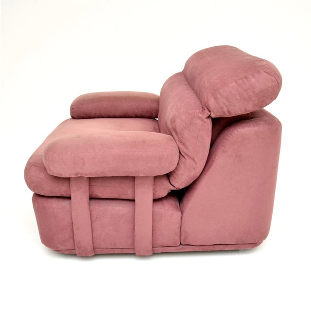 Vintage Lilac Suede Lounge Armchair, 1970s For Sale - Image 4 of 8