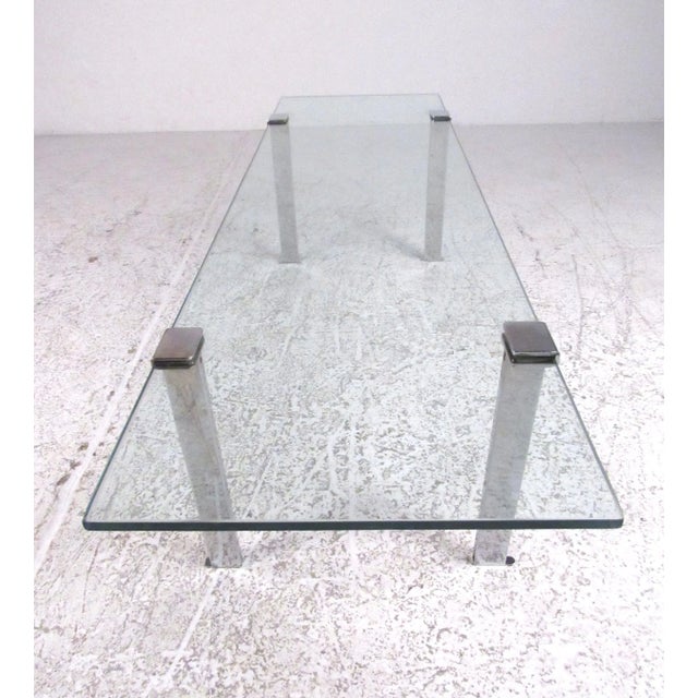 1970s Mid-Century Modern Chrome and Glass Cocktail Table For Sale - Image 5 of 10