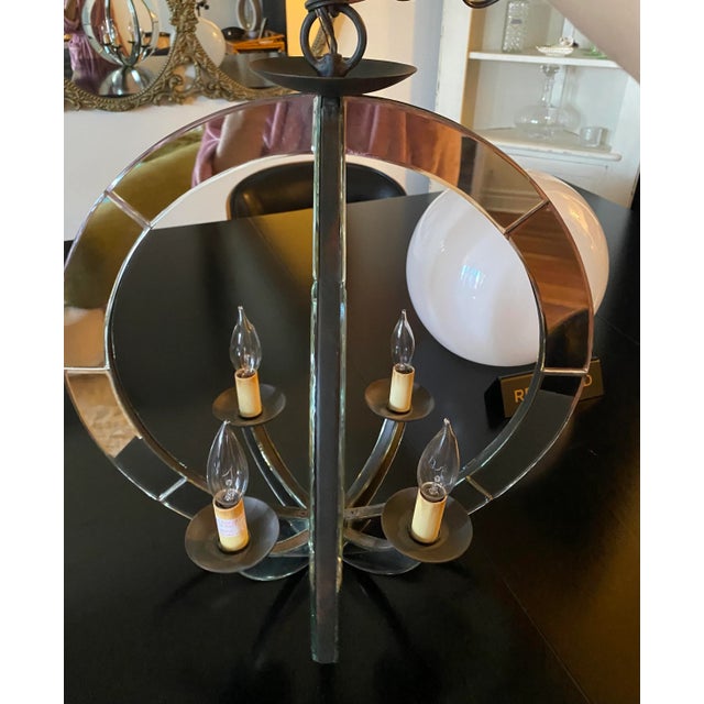 Currey & Company Contemporary Currey & Company Italian Style Astrolabe Glass Light Fixture Chandelier For Sale - Image 4 of 10