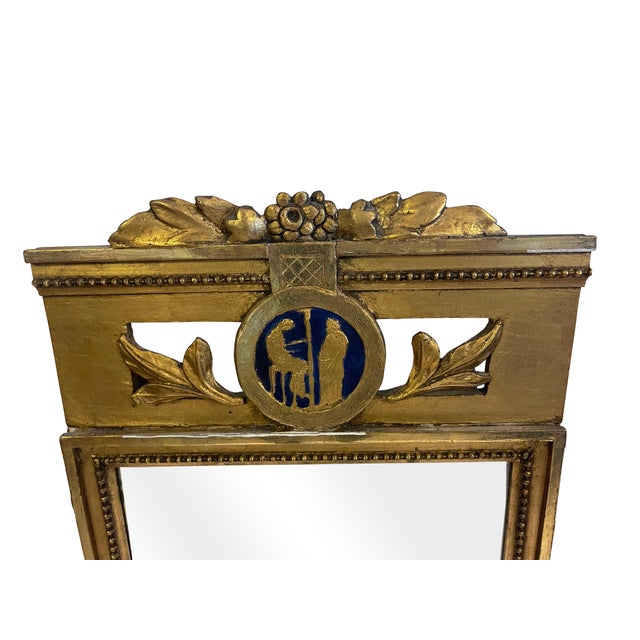 Late 18th-century Gustavian Swedish mirror with original glass and beautiful patina on the frame. The cornice is decorated...