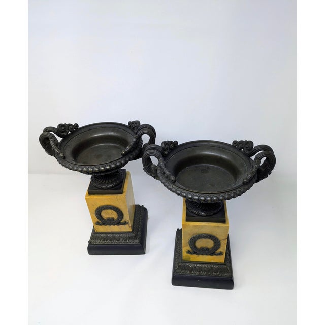 Pair of 19th Century French Grand Tour Bronze & Sienna Marble Tazze For Sale - Image 4 of 8