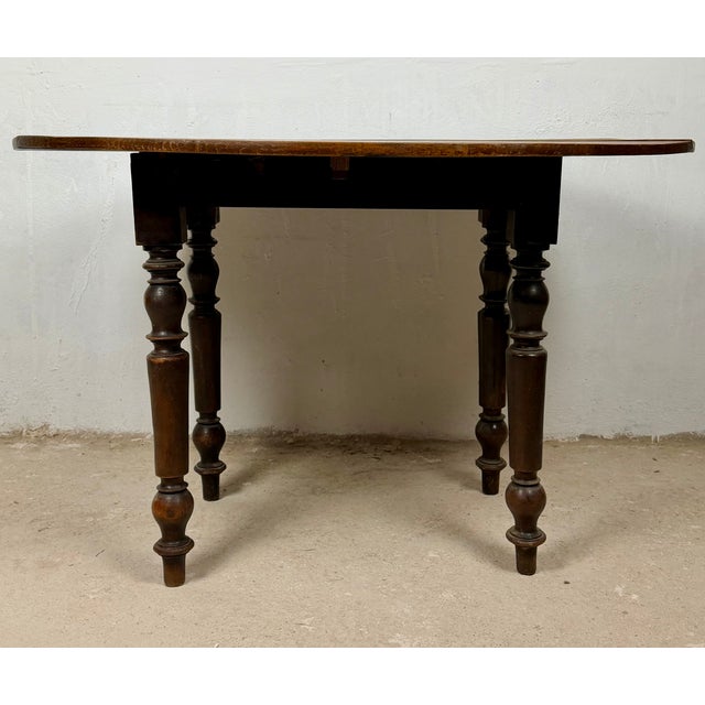 1920s Spanish Wood Drop-Leaf Dining Table with Turned Legs, 1920 For Sale - Image 5 of 15