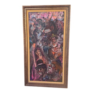 1973 Pascal Cucaro Large Circus Oil Painting For Sale