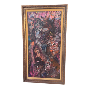 1973 Pascal Cucaro Large Circus Oil Painting