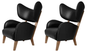 Set of Black Leather Smoked Oak My Own Chair Lounge Chairs by Lassen