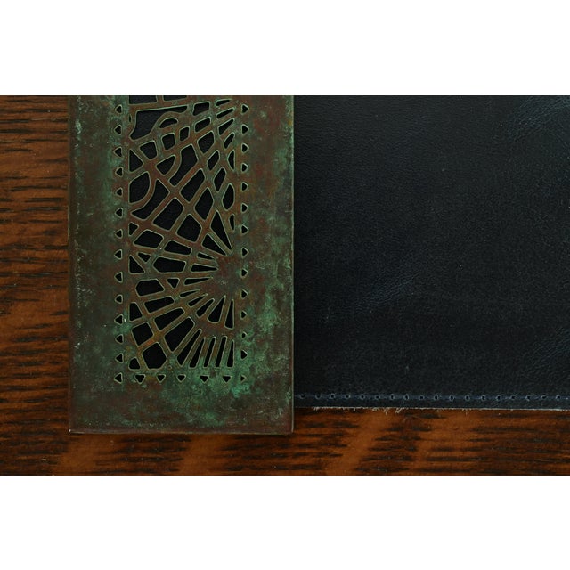 Bronze Tiffany Studios New York Pine Needle Bronze Blotter Ends With Leather Desk Blotter For Sale - Image 8 of 14