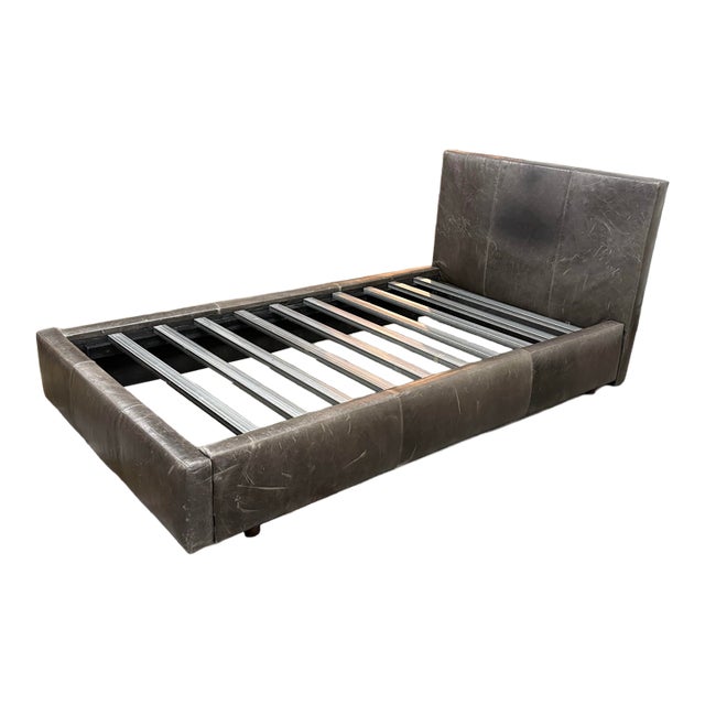 Twin Size Room & Board Wyatt Leather Bed Frame For Sale