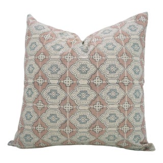 Fabdivine Handmade Block Print Linen Blend Throw Pillow Cover 26x26 Inches-Jharoka Design For Sale