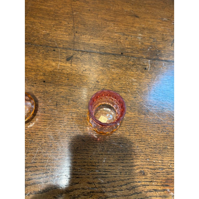 Antique Victorian Amberina Glass Toothpick Holders Inverted Thumbprint - Pair - Hobbs, Brockunier For Sale In Seattle - Image 6 of 8