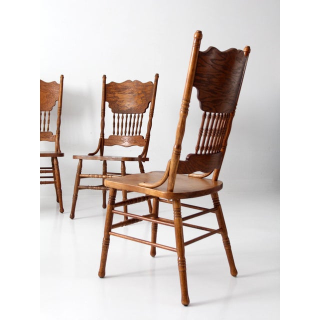 Vintage Oak Dining Chairs Set of 5 For Sale - Image 14 of 18