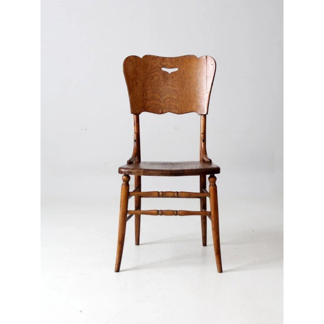 Farmhouse Antique Oak Accent Chair For Sale - Image 3 of 12