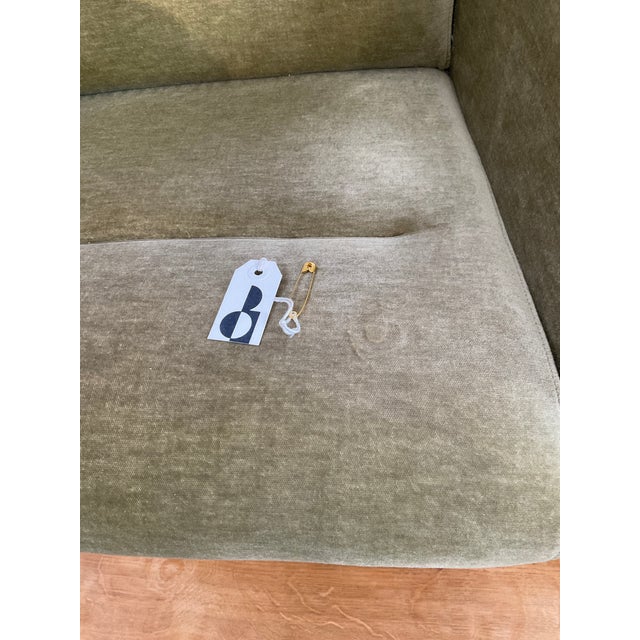 Mid 20th Century Pair of High Back Danish Modern Oak & Moss Green Mohair Lounge Chairs Attributed to Durup For Sale - Image 18 of 18