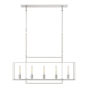 Ian K. Fowler for Visual Comfort Signature Halle Medium Linear Lantern in Polished Nickel with Clear Glass
