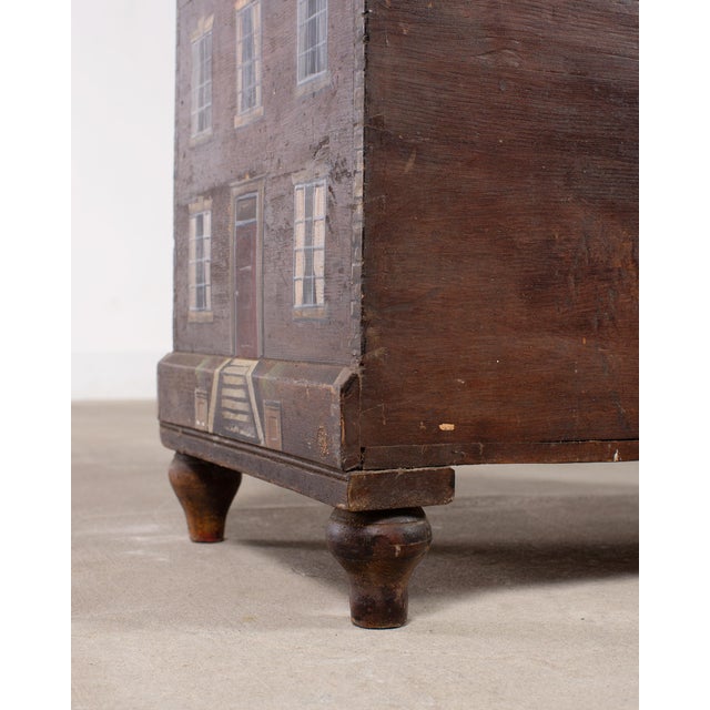 Country English Painted Pine Trunk With Georgian House Facade For Sale - Image 17 of 18