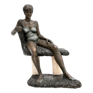 Vintage Sculpture of Nude Woman on a Bench by A. Altmann For Sale