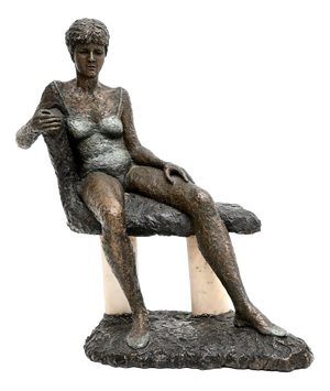 Vintage Sculpture of Nude Woman on a Bench by A. Altmann