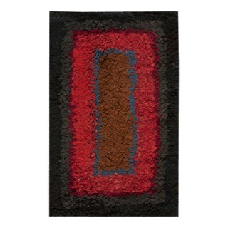 1920s Multicolor Abstract Modern Antique American Hooked Rug 2'0" X 3'0" Handmade Wool Carpet For Sale