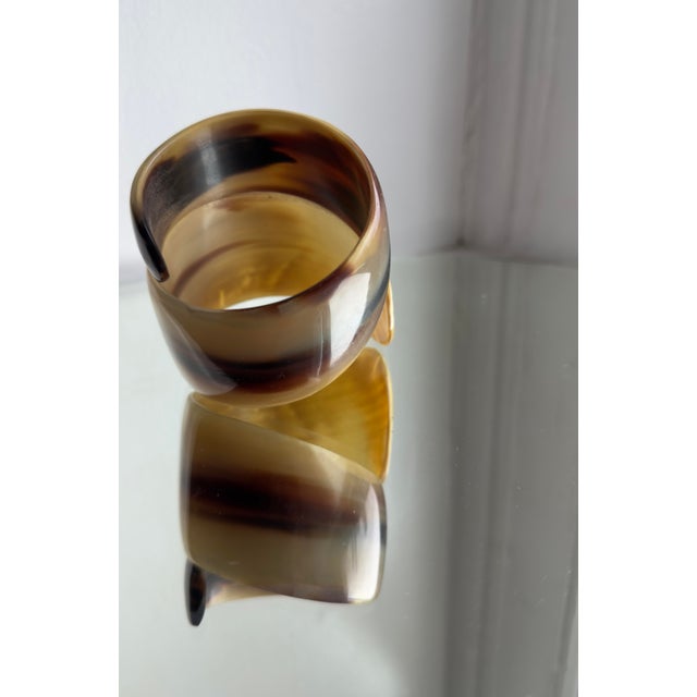 1970s Chunky Horn Cuff Bracelet, Sculptural Open-Ended Design For Sale - Image 4 of 12