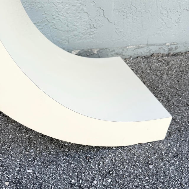 Wood Postmodern Cream Gloss Laminate Scroll Console Table For Sale - Image 7 of 8