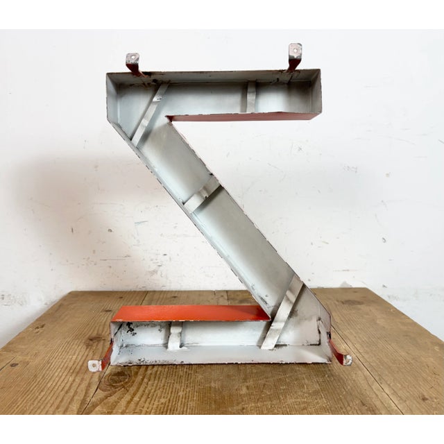 Vintage Red Iron Facade Letter Z, 1970s For Sale - Image 10 of 11