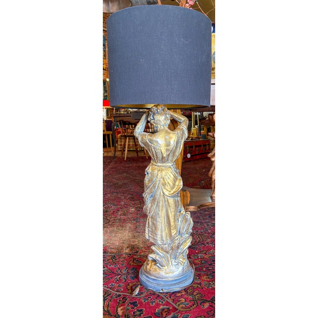 1960s Reproduction Auguste Moreau "Girl Dressing Her Hair" Table Lamp For Sale In Saint Louis - Image 6 of 12