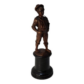 Early 1900s Austrian Bronze Sculpture Boy on Marble Base by Ernst Beck For Sale